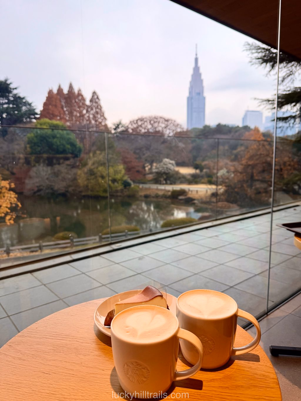 Starbucks cafe in Shinjuku Gyoen park, Tokyo